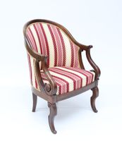 Fauteuil gondole en acajou, console d'accotoirs à enroulemen…