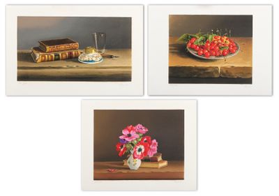 Jean-Marie DANEIS (né en 1944) Nature morte Suite de trois l…