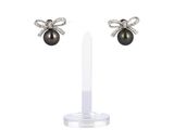 a pair of black pearl and diamond earrings