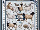 une photo d'un foulard carré orné de chevaux