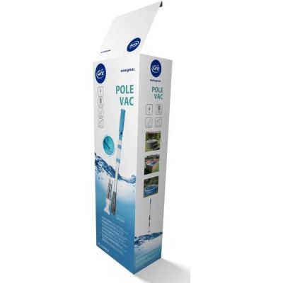 une boîte blanche sur laquelle figure un logo bleu et blanc