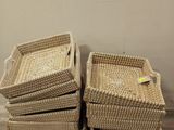 a stack of baskets on a pallet in a warehouse