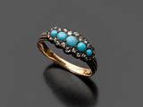 une bague en turquoise et diamants