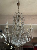 Lustre cage à décor d'enfilages de perles et pampilles en ve… (photo 3)