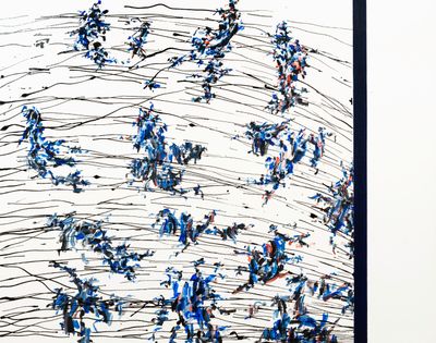 a picture of a painting with blue paint on it