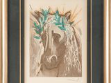 une image représentant le dessin d'une femme portant une couronne de feuilles sur la tête