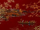 a picture of a painting on the wall of a red room