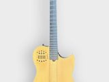 une guitare acoustique jaune sur fond blanc, avec un espace réservé pour votre texte