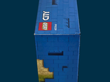 a blue box that has a picture of a building inside of it