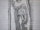 an old drawing of a woman holding a baby in her arms