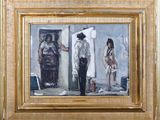 tableau représentant un homme et une femme debout devant une porte
