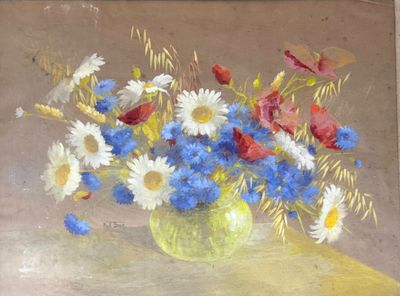 Noële BRUN, XXème siècle Bouquet de fleurs;