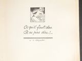 un vieux livre sur lequel figure l'image d'une femme tenant un chat dans ses bras