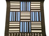 une image représentant un motif bleu et blanc sur lequel figurent des chiffres