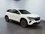 a white suv is parked in a large room