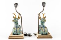 Paire de lampes de table décoratives représentant des cerfs … (photo 4)