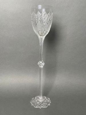 crystal wine goblet on a silver background with a silver background