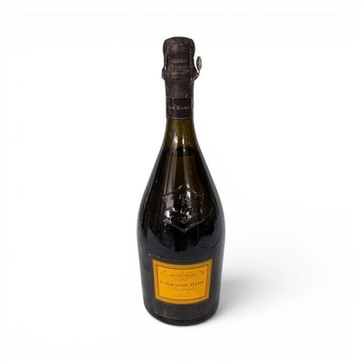 an old bottle of champagne on a white background