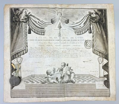 an old book with a drawing of a man and a woman sitting on a checkered floor