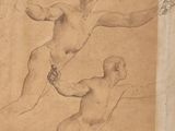 two studies of a man and a woman, one of which is holding a tennis racquet and the other of which is holding a tennis racket