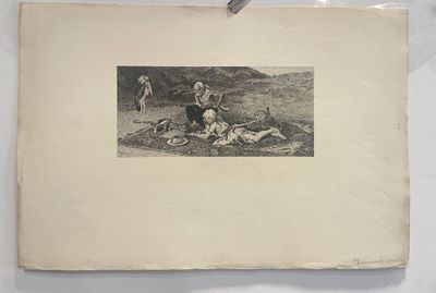 a black and white photo of a man on a horse and a dog
