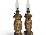 pair of antique chinese vases with asian scenes on them