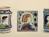 three vases with different designs on them on a white surface