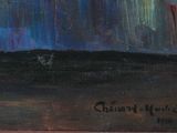 an image of a painting of a person on a surfboard in the ocean