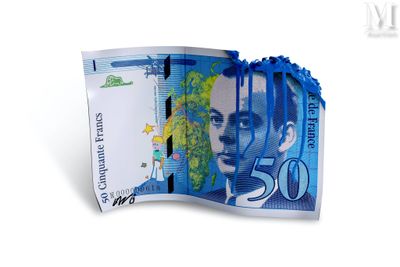 a picture of a fifty dollar bill in the shape of a flag