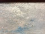 an oil painting of a tree in a field with a sky in the background
