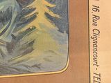 a picture of a picture of a mountain with trees on it
