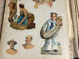 a book with pictures of people on it on a table
