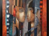 peinture abstraite représentant une femme et un homme se regardant