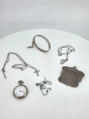 a white plate with a bunch of different items on it