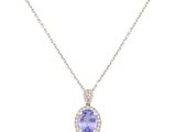 a tanzanite and diamond pendant on a chain
