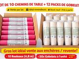 lot de chemins de table et 12 paquets de gobelets