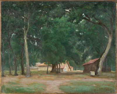 une image représentant un tableau d'une cabane dans les bois