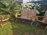 trois chaises posées dans l'herbe près d'un arbre