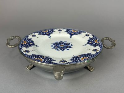 CHAUFFE-ASSIETTE à eau chaude, assiette en faIence probablem…