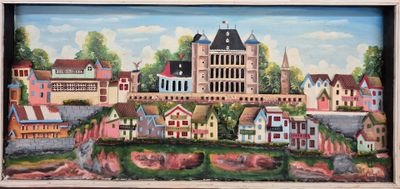 Ecole malgache Vue du Palais de la Reine Technique mixte sur…