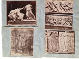 several pictures of ancient sculptures are displayed on a piece of paper