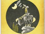 an old book with an image of a cowboy on a horse