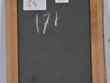 an image of a painting of a blackboard with white writing on it