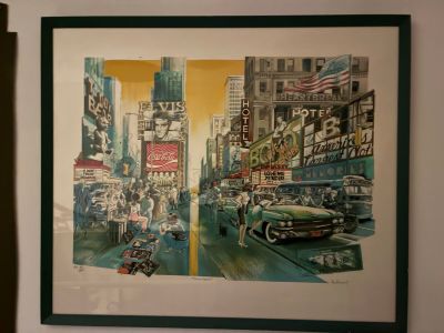 a picture of a painting of a city street