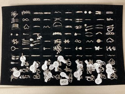 une photo montrant une vitrine de bijoux en argent sur un panneau noir