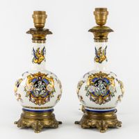 Paire de lampes de table décoratives en faïence, montées sur… (photo 4)