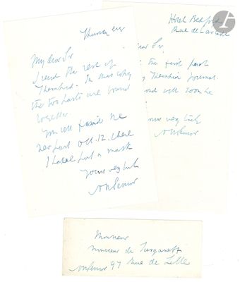 deux lettres manuscrites sur une feuille de papier blanc, écrites à l'encre bleue