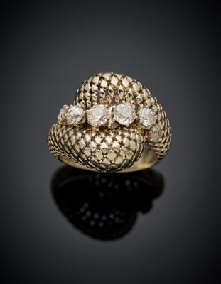 a gold and diamond ring, by van cleef