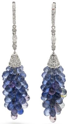a pair of sapphire and diamond earrings