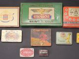 many different types of tins on the table